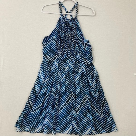 New Calvin Klein Blue Chevron Pleated Detail Evening Dress size 14 - Picture 1 of 12